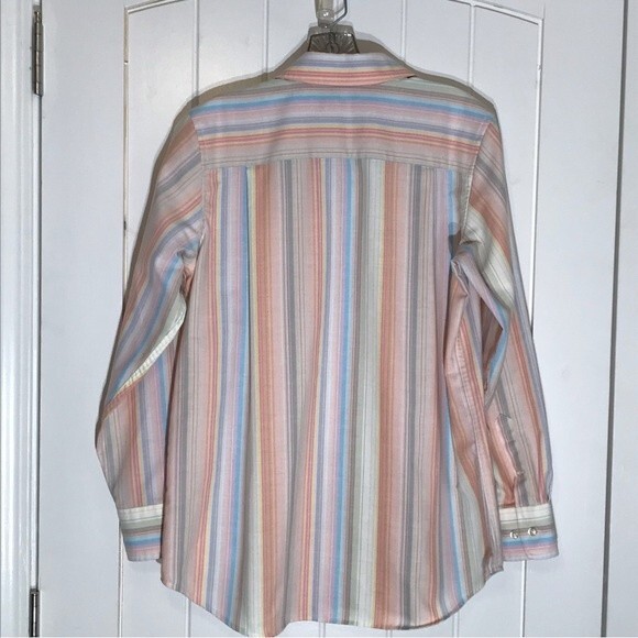 Land's End Striped Button Up Shirt SMALL Size 6-8 - Picture 6 of 9